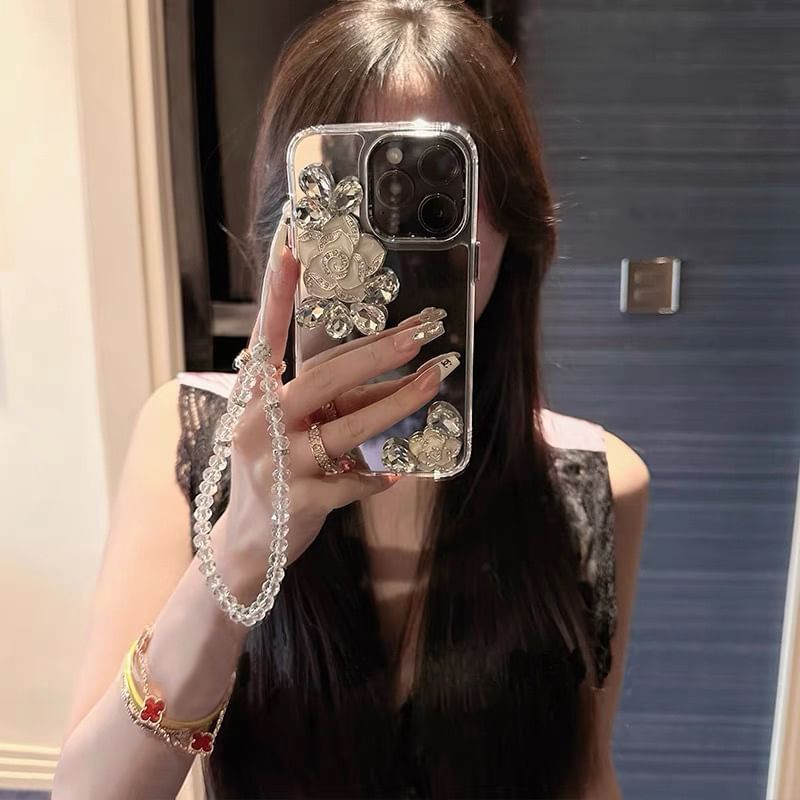 Floral Strap Mirrored Phone Case SpreePicky