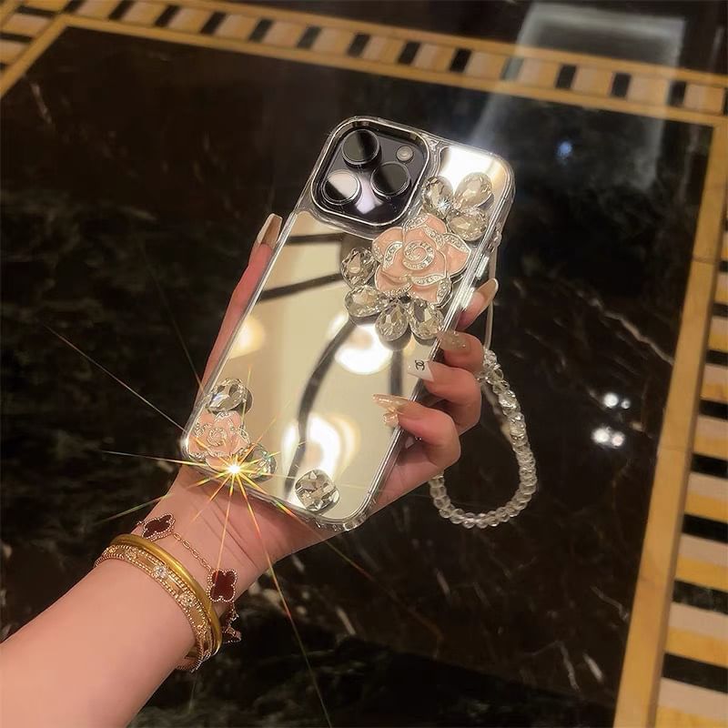 Floral Strap Mirrored Phone Case SpreePicky