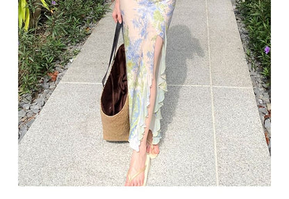 Strapless Floral Print Maxi Sheath Dress mySite