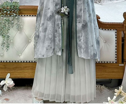 Flower Hanfu Jacket / Camisole Top / Maxi Skirt / Set SpreePicky