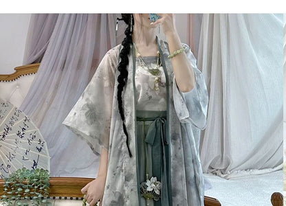 Flower Hanfu Jacket / Camisole Top / Maxi Skirt / Set SpreePicky