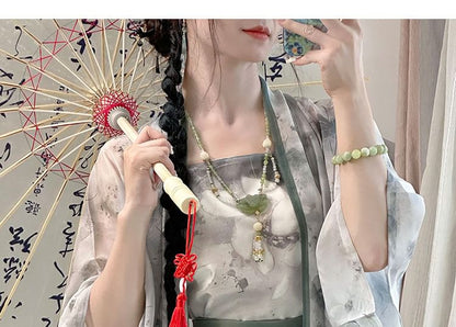 Flower Hanfu Jacket / Camisole Top / Maxi Skirt / Set SpreePicky