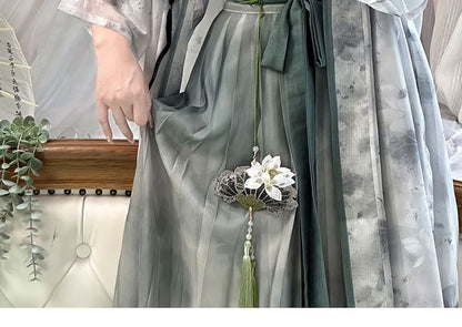 Flower Hanfu Jacket / Camisole Top / Maxi Skirt / Set SpreePicky