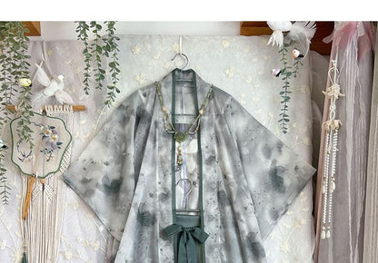 Flower Hanfu Jacket / Camisole Top / Maxi Skirt / Set SpreePicky