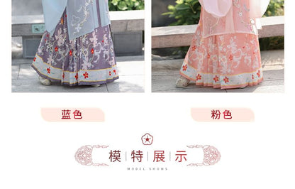 Flower Hanfu Jacket / Camisole Top / Maxi Skirt / Scarf / Set SpreePicky