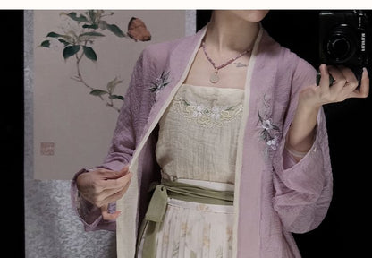 Flower Hanfu Jacket / Camisole Top / Maxi Skirt / Set SpreePicky