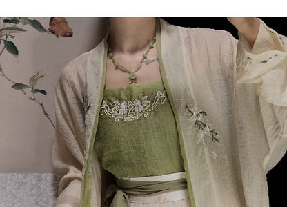 Flower Hanfu Jacket / Camisole Top / Maxi Skirt / Set SpreePicky