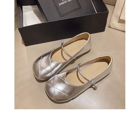 Faux Leather Metallic Balletcore Flats SpreePicky