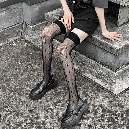 Dotted Mesh Over-the-Knee Socks SpreePicky