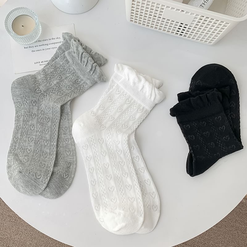 Plain Frill Trim Perforated Socks SpreePicky