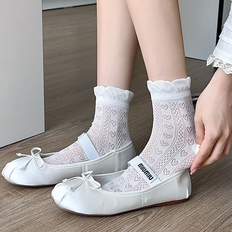 Plain Frill Trim Perforated Socks SpreePicky