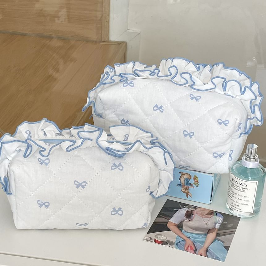 Ruffle Trim Fabric Makeup Bag / Pencil Case (Various Designs) SpreePicky