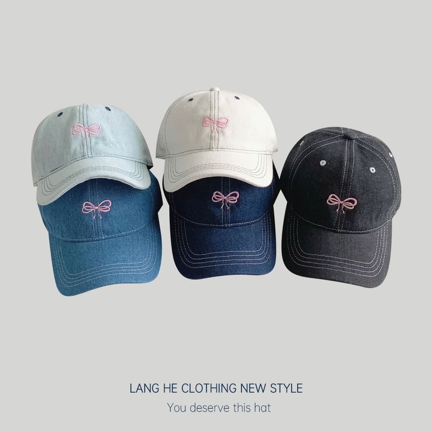 Bow Embroidered Denim Baseball Cap SpreePicky