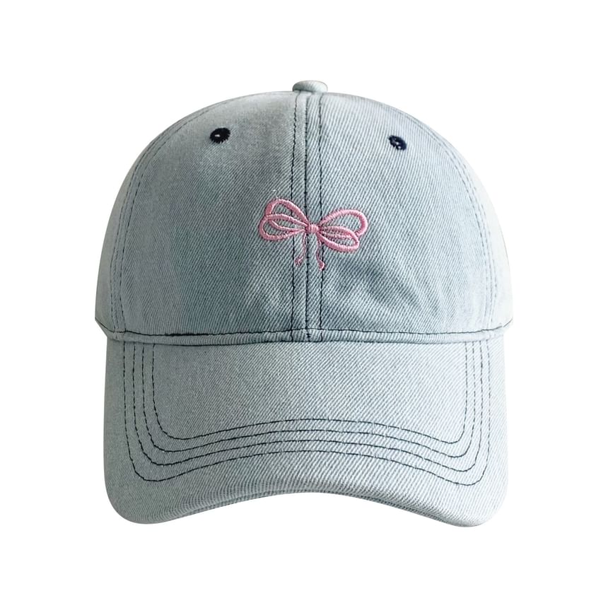 Bow Embroidered Denim Baseball Cap SpreePicky