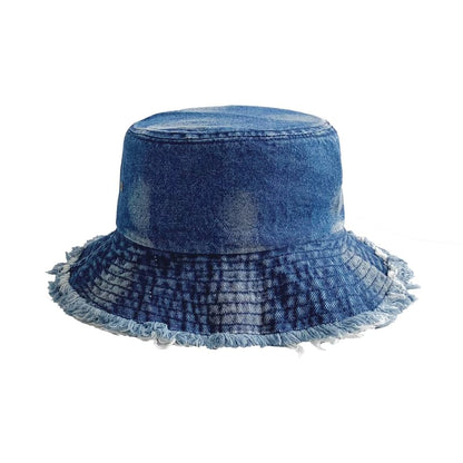 Washed Fray Denim Bucket Hat SpreePicky