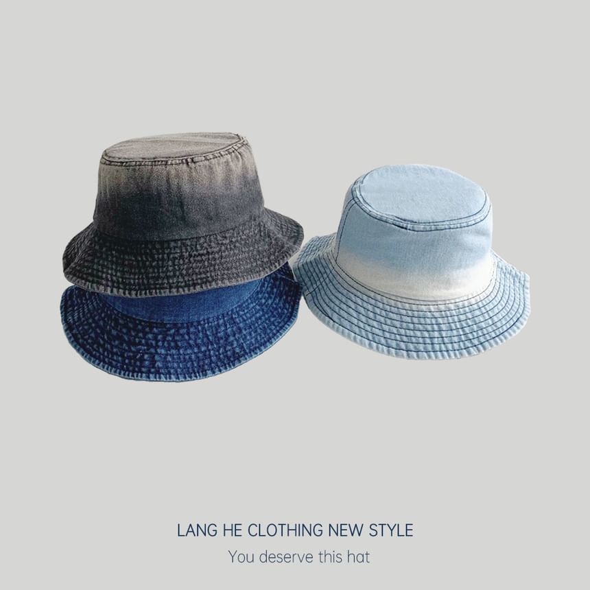 Gradient Washed Denim Bucket Hat SpreePicky