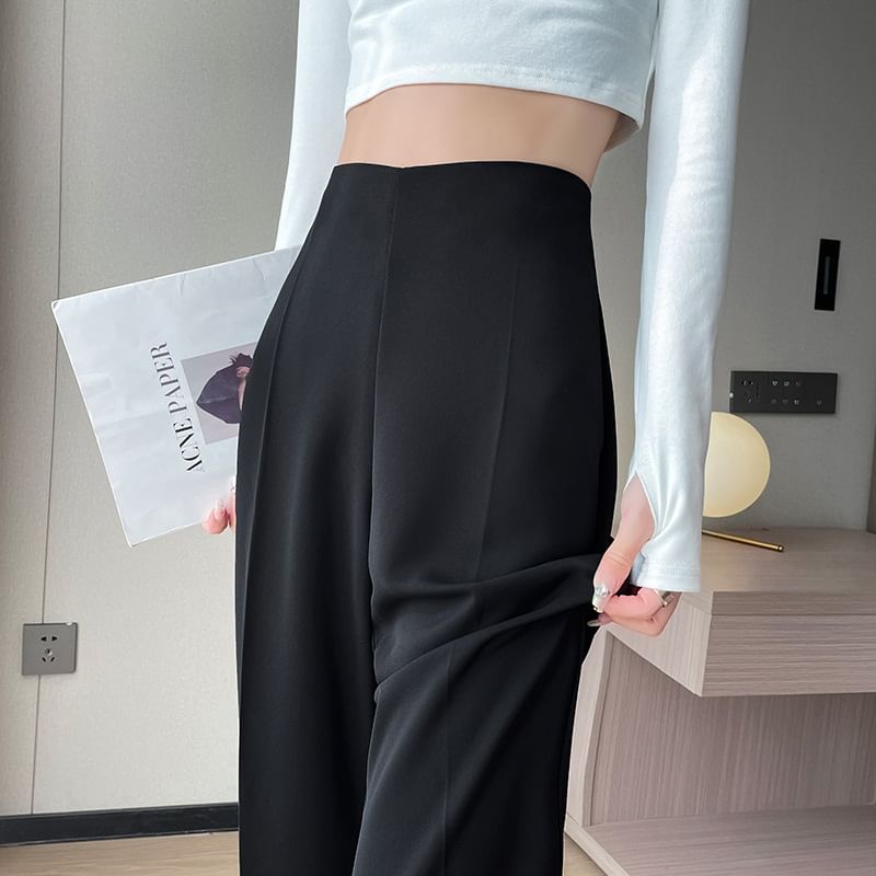 High Waist Plain Bootcut Dress Pants SpreePicky