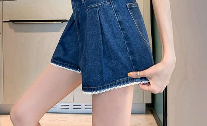 High Waist Wide Leg Denim Shorts mySite