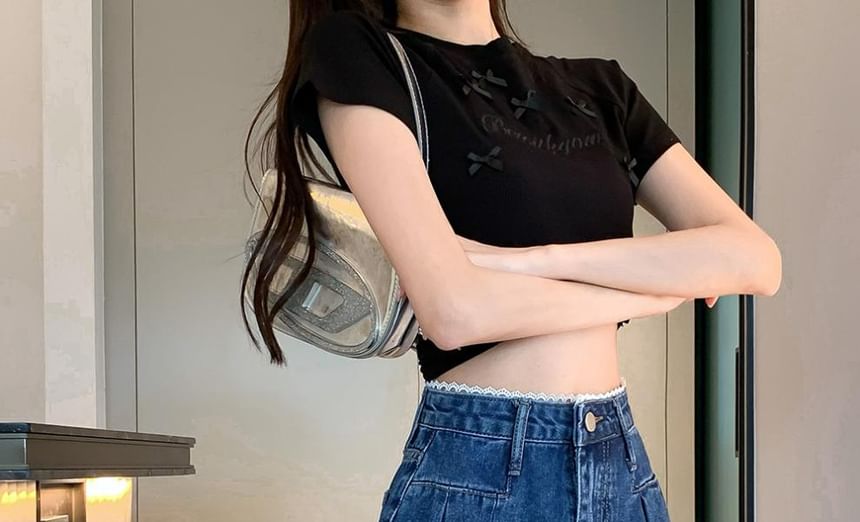 High Waist Wide Leg Denim Shorts mySite