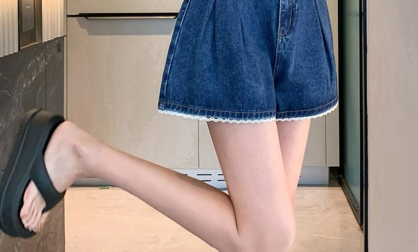 High Waist Wide Leg Denim Shorts mySite