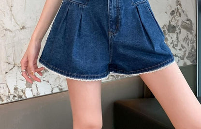 High Waist Wide Leg Denim Shorts mySite