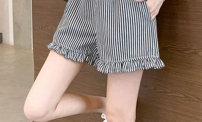 High Waist Striped Wide Leg Shorts mySite