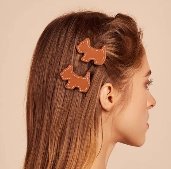 Dog Faux Leather Hair Clip (Various Designs) SpreePicky