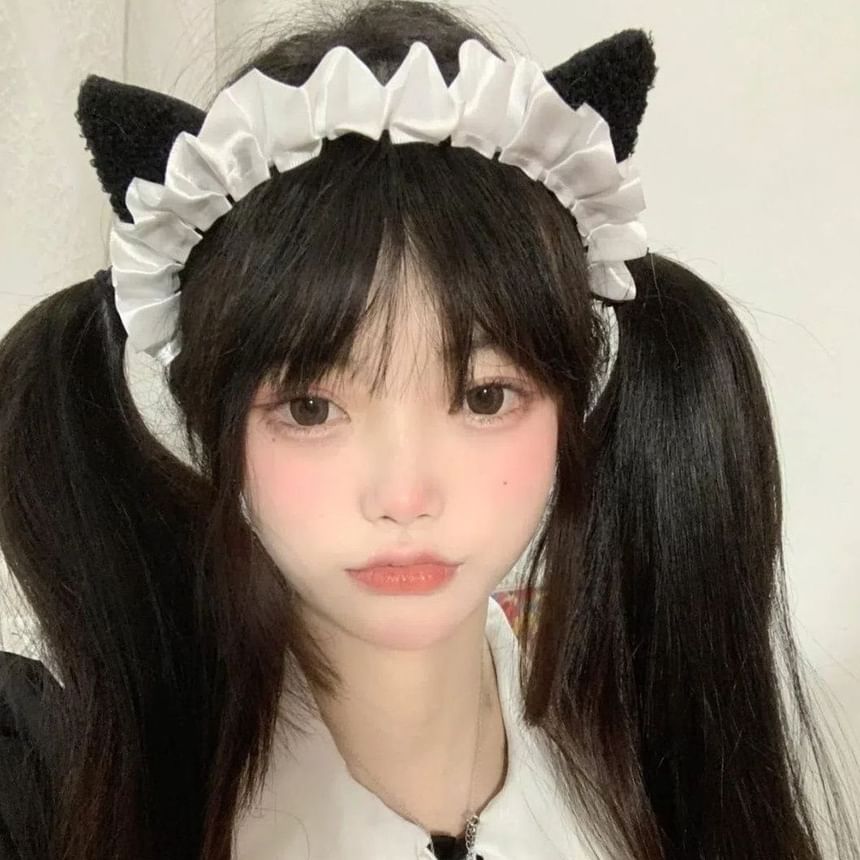 Cat Ear Ruffle Fabric Headband SpreePicky