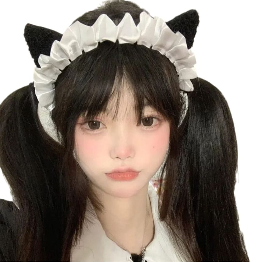 Cat Ear Ruffle Fabric Headband SpreePicky