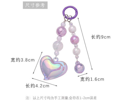 Heart Bead Acrylic Bag Charm Keyring Phone SpreePicky