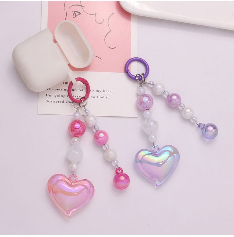 Heart Bead Acrylic Bag Charm Keyring Phone SpreePicky