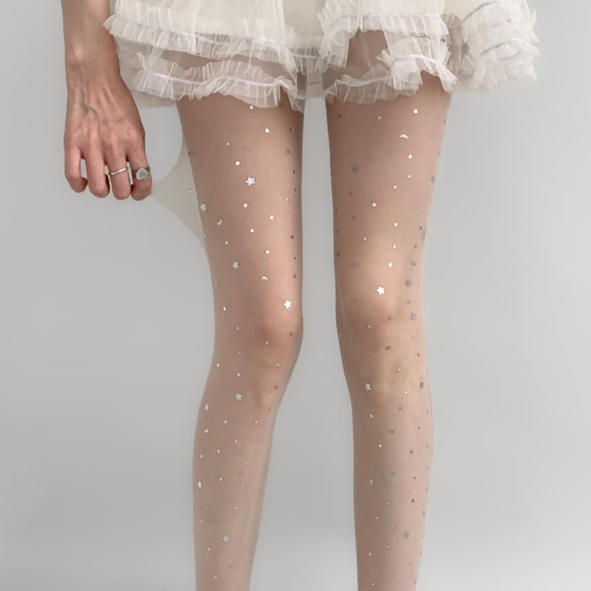 Star Print Sheer Tights SpreePicky