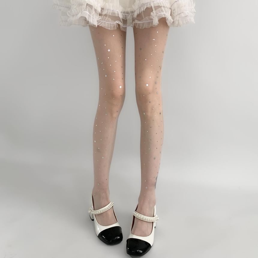 Star Print Sheer Tights SpreePicky