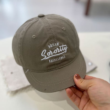 Lettering Embroidered Short Brim Cap SpreePicky