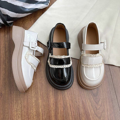 Lace Trim Platform Loafers SpreePicky