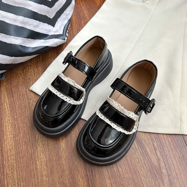 Lace Trim Platform Loafers SpreePicky