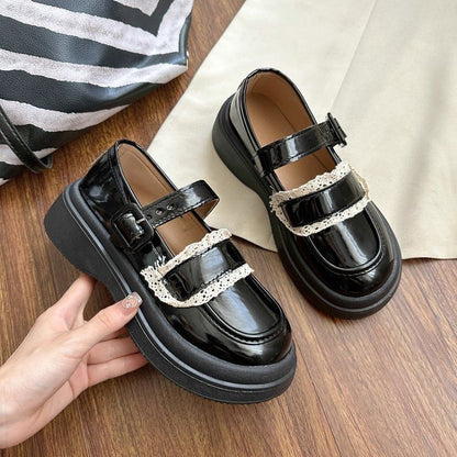 Lace Trim Platform Loafers SpreePicky