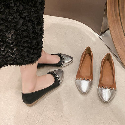 Cap Toe Studded Flats SpreePicky