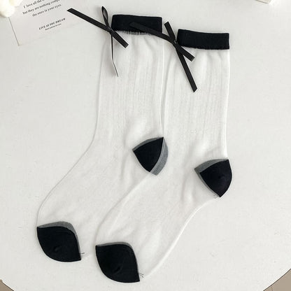 Bow Accent Mesh Socks Set SpreePicky