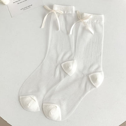 Bow Accent Mesh Socks Set SpreePicky