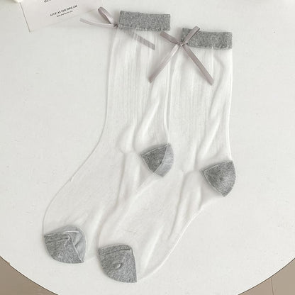 Bow Accent Mesh Socks Set SpreePicky