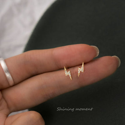 925 Sterling Silver Rhinestone Lightning Stud Earring SpreePicky