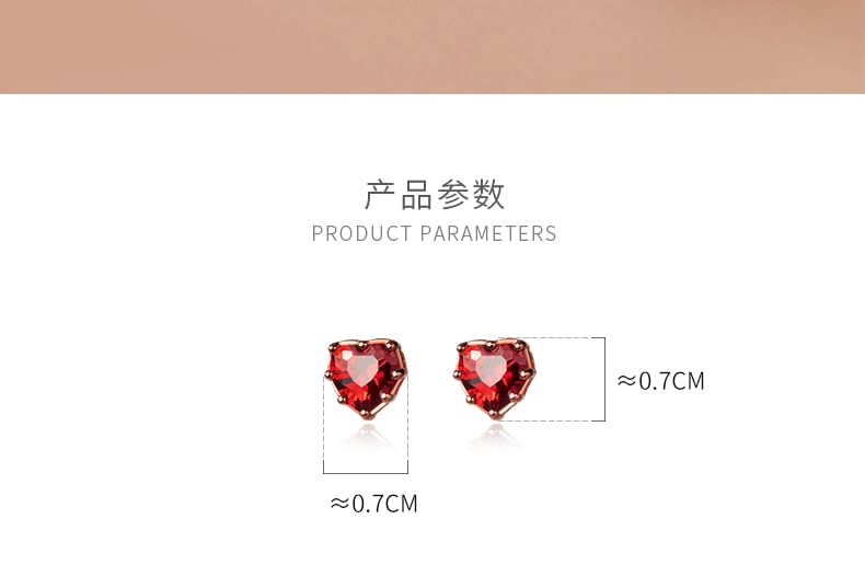 925 Sterling Silver Rhinestone Heart Stud Earring SpreePicky