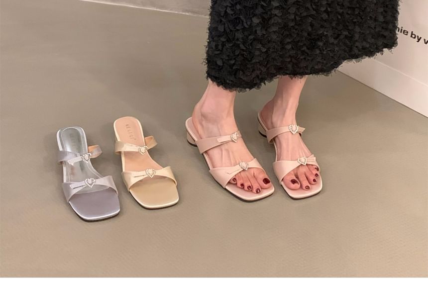 Square-Toe Low Heel Slide Sandals SpreePicky