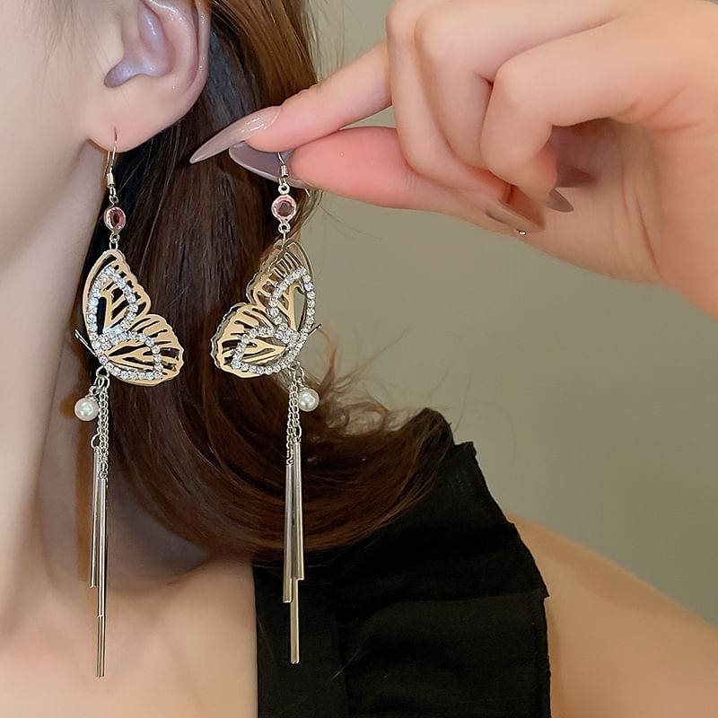 / Earring Butterfly Necklace Fringed FashionChic