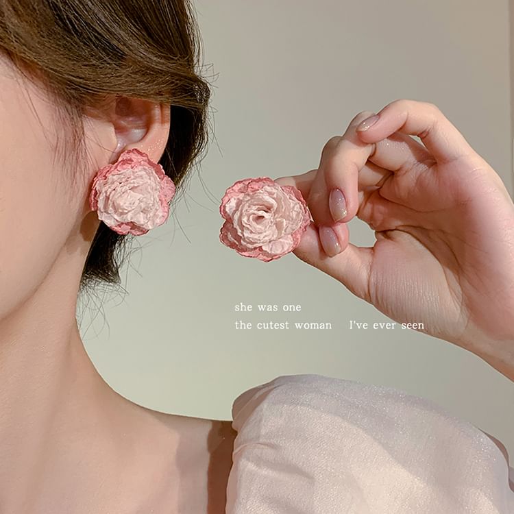 Floral Fabric Stud Earring SpreePicky