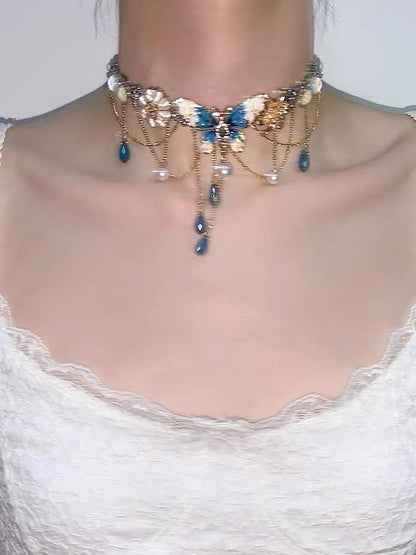 Butterfly Faux Pearl Festoon Choker mySite