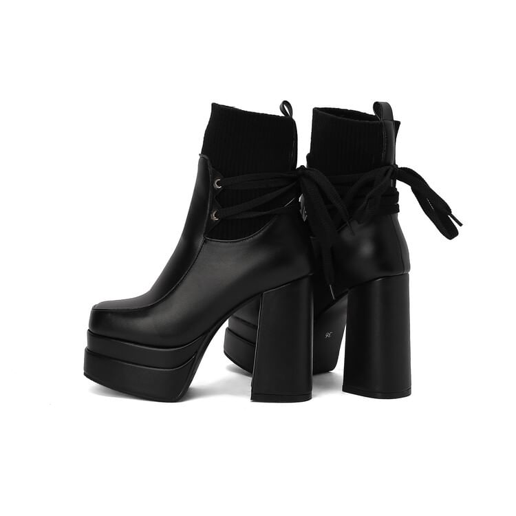 Platform Chunky Heel Short Boots SpreePicky