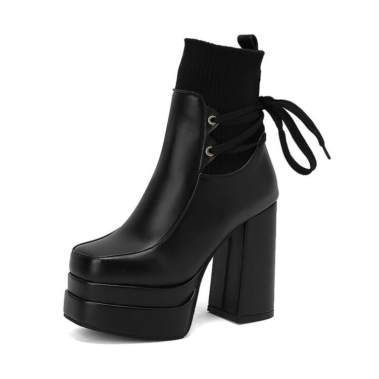 Platform Chunky Heel Short Boots SpreePicky