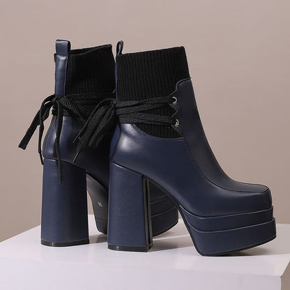 Platform Chunky Heel Short Boots SpreePicky